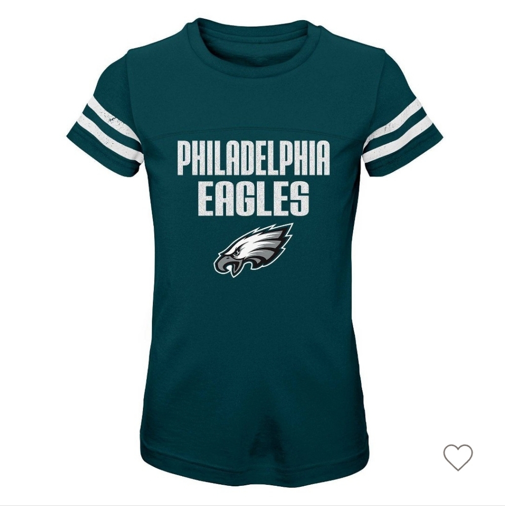 New! Philadelphia Eagles Kids Girls Green T-Shirt Size Large 10-12